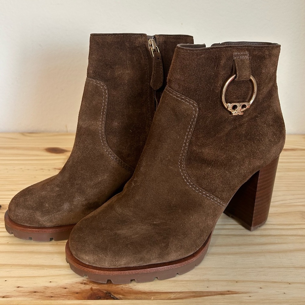 Tory Burch Brown Suede Ankle Booties